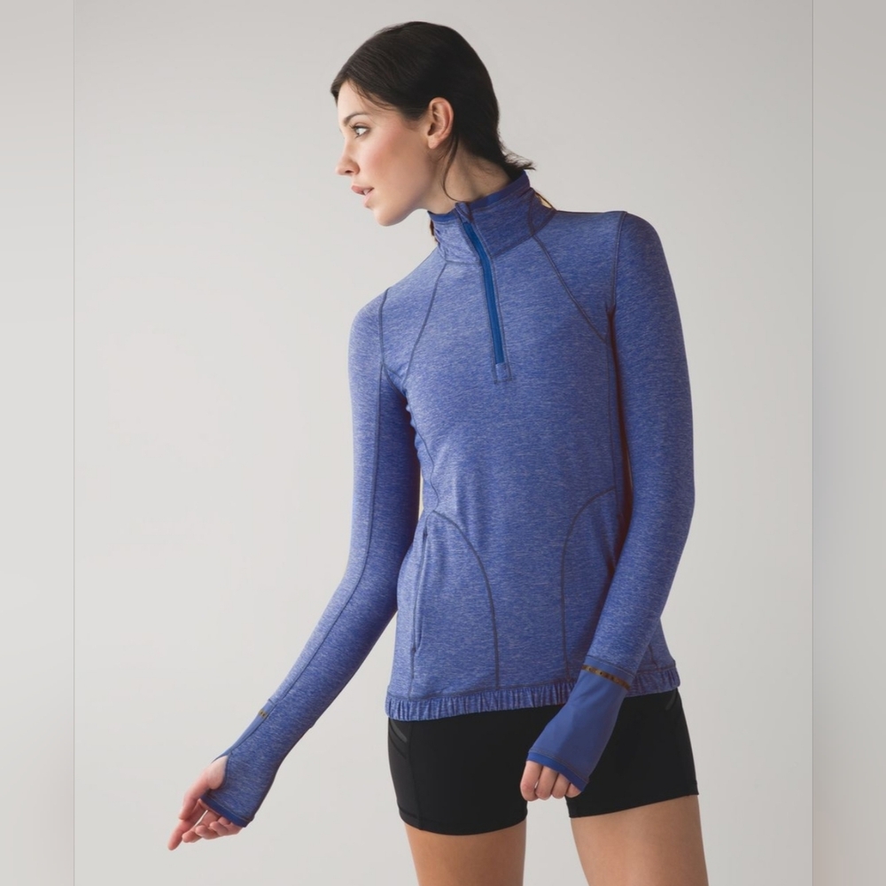 Lululemon Pace Pusher 1/2 Zip Harbor Blue See Meas. Size 8 Running Active